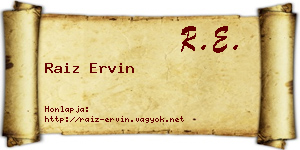 Raiz Ervin névjegykártya